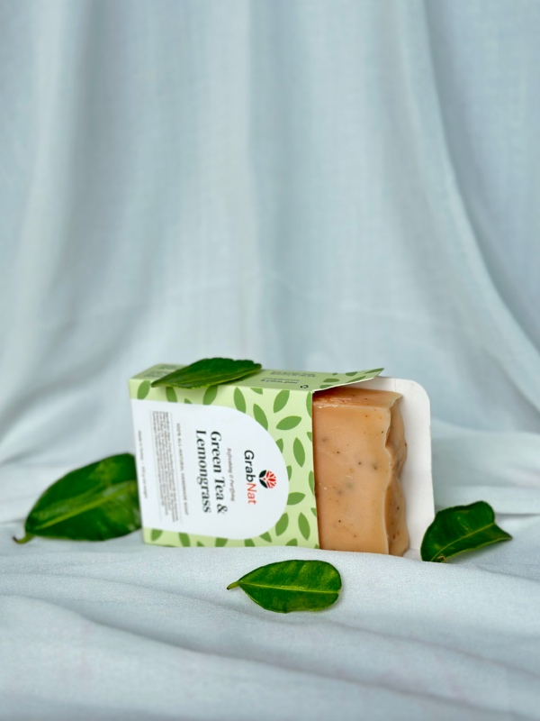 Green Tea Lemongrass Soap - Handmade, Natural, Cold-Processed Revitalizing Soap Bar - Image 5