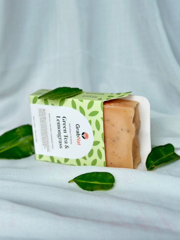 Green Tea Lemongrass Soap - Handmade, Natural, Cold-Processed Revitalizing Soap Bar - Image 4